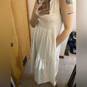 Mododoc Cotton Tiered Sleeveless Midi Dress